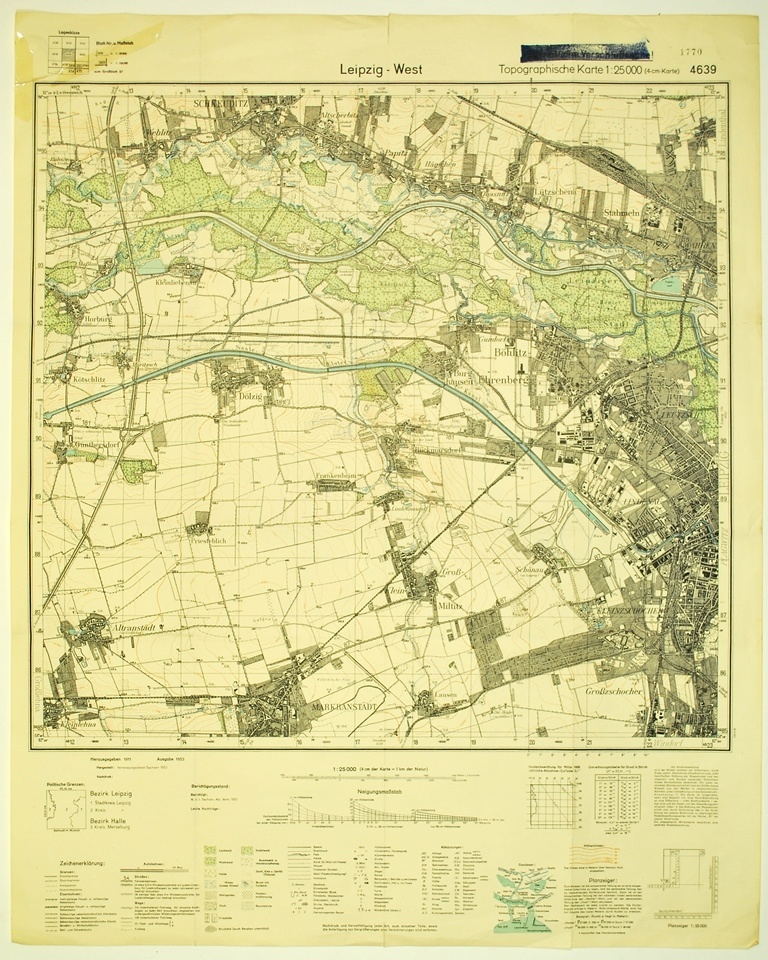 Leipzig-West, Topographische Karte 1:25000 (4-cm Karte) - 4639 (Kulturhistorisches Museum Schloss Merseburg CC BY-NC-SA)