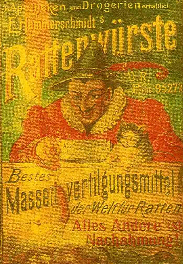 Apotheker E. Hammerschmidt’s RATTENWÜRSTE! D.R. Patent Nr. 95277 (Museum Schloss Moritzburg Zeitz CC BY-NC-SA)