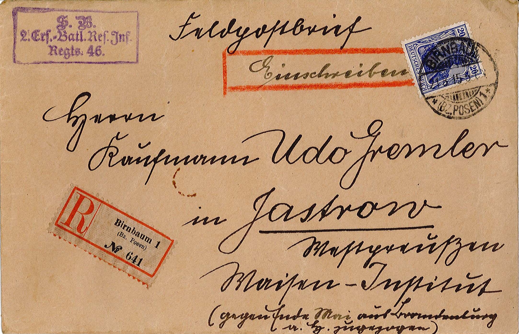 Briefumschlag vom 21.08.1915 (Museum Wolmirstedt RR-F)
