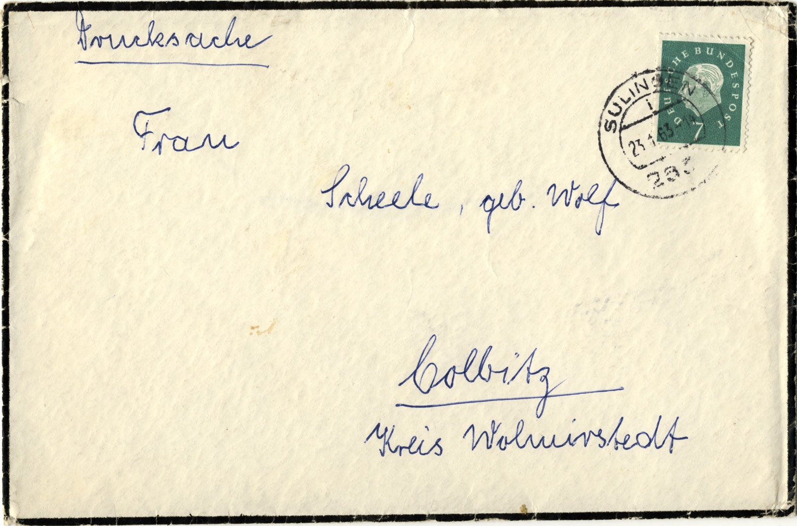Briefumschlag zum Trauerbrief zum Tod von Hans Dunker (Museum Wolmirstedt RR-F)