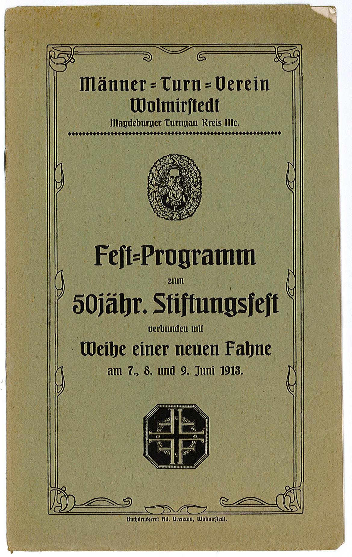 Fest-Programm zum 50-jährigen Stiftungsfest des Männer-Turn-Verein Wolmirstedt (Museum Wolmirstedt RR-F)