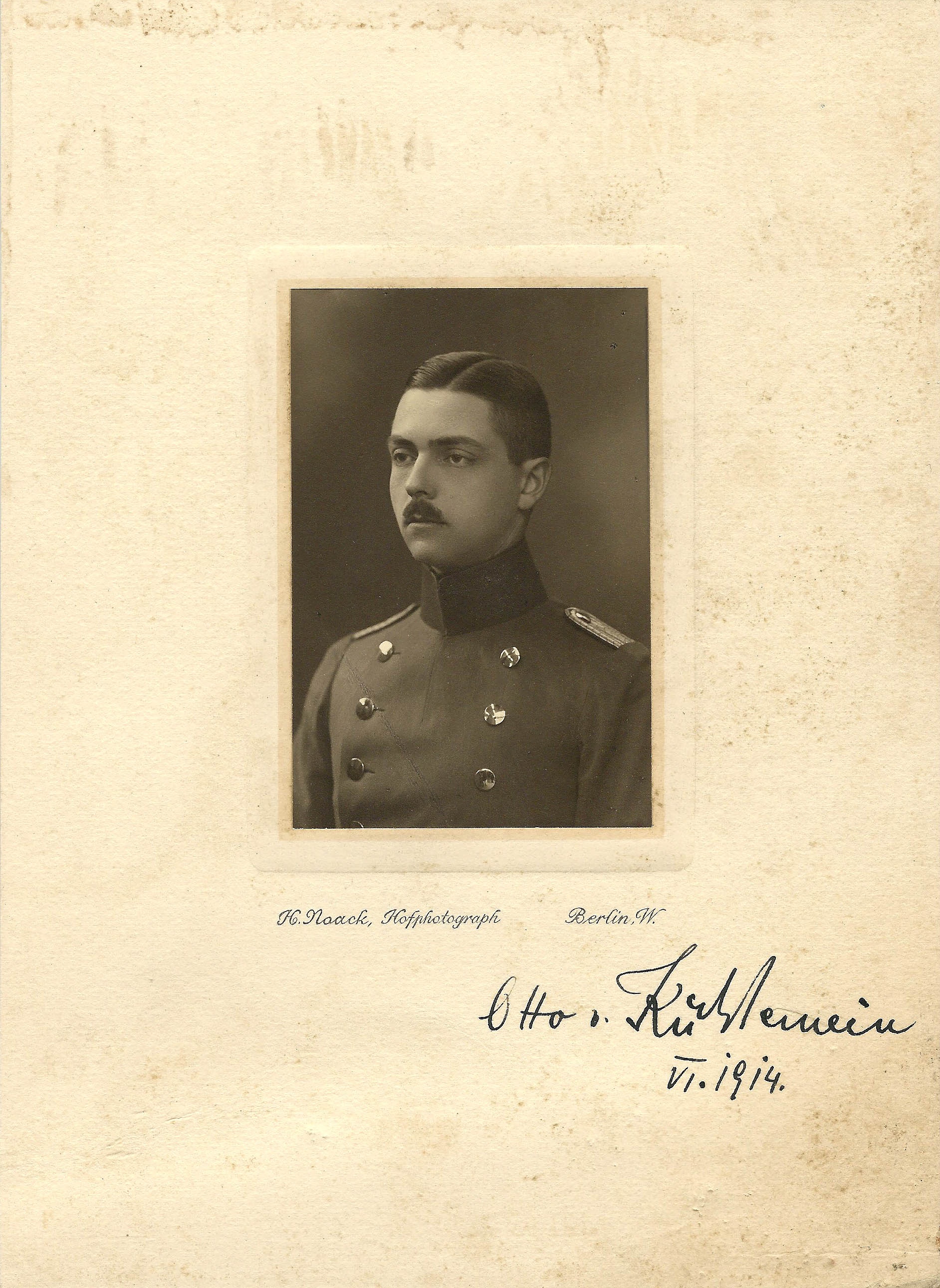 Porträtfoto Soldat Otto von Kühlewein, 1914 (Museum Wolmirstedt RR-F)