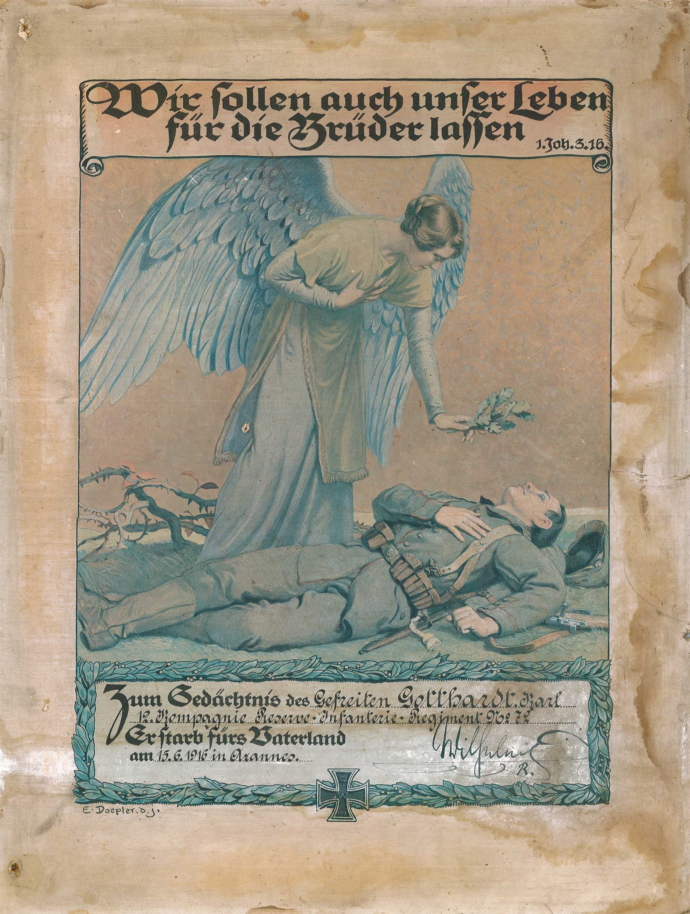 Gedenkblatt für den Gefreiten Karl Gotthardt (Museum Wolmirstedt RR-F)