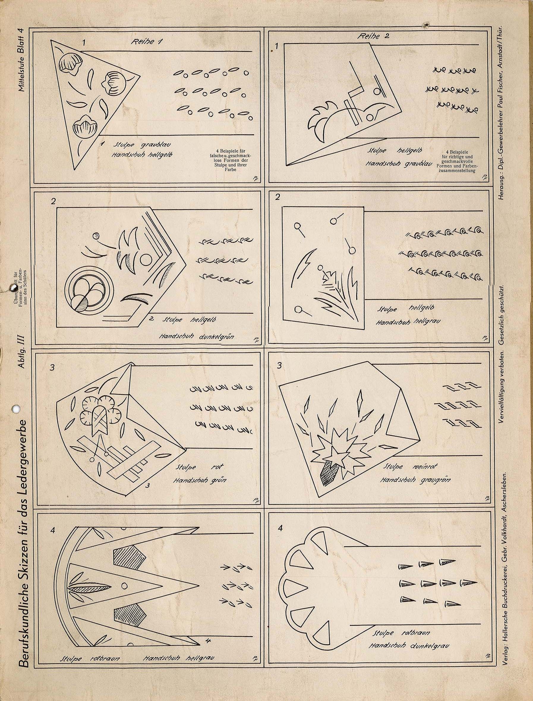 Berufskundliche Skizze für das Ledergewerbe - Mittelstufe Blatt 4 (Museum Wolmirstedt RR-F)