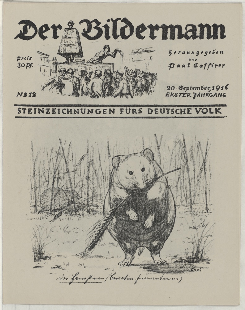 Der Hamster, Illustration für die Zeitschrift &quot;Der Bildermann. Steinzeichnungen für’s deutsche Volk.&quot; herausgegeben von Paul Cassirer, 1916 (Heft 12,  (Kulturstiftung Sachsen-Anhalt CC BY-NC-SA)