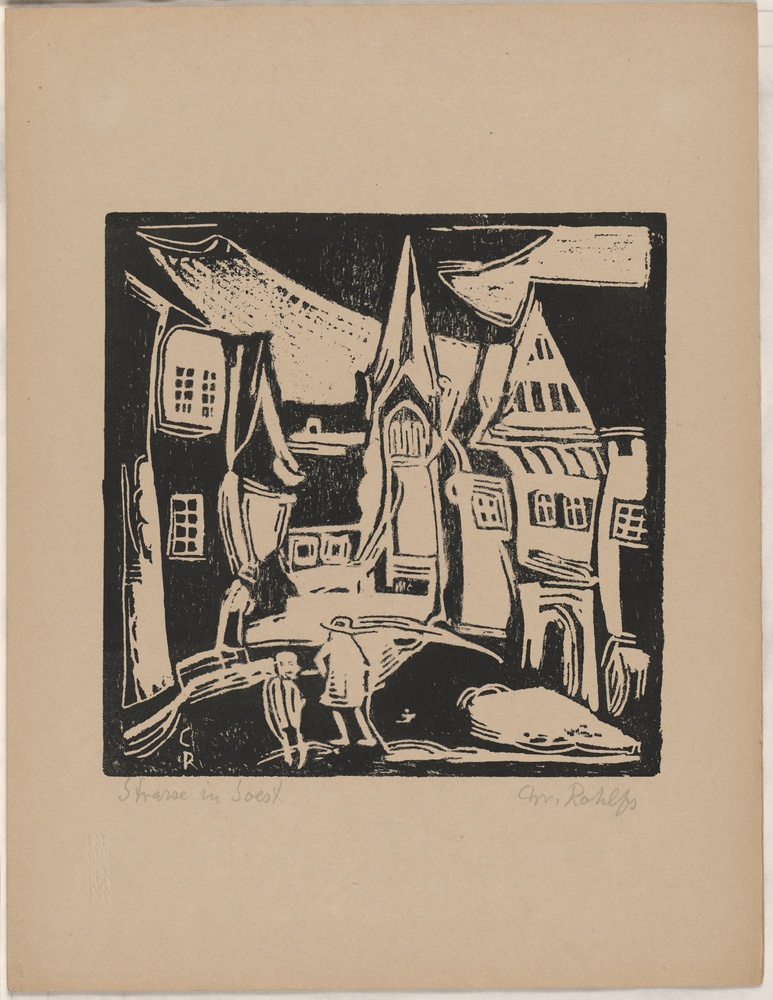 Aus Soest, Blatt aus der Mappe &quot;Die Schaffenden&quot;, I. Jahrgang, 1. Mappe, Verlag Gustav Kiepenheuer, Weimar, 1919 (Kulturstiftung Sachsen-Anhalt CC BY-NC-SA)
