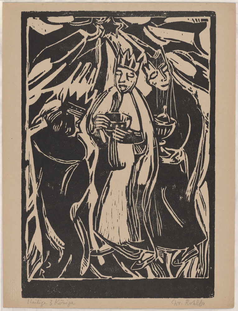 Die heiligen drei Könige, Blatt aus der Mappe &quot;Die Schaffenden&quot;, I. Jahrgang, 1. Mappe, Verlag Gustav Kiepenheuer, Weimar, 1919 (Kulturstiftung Sachsen-Anhalt CC BY-NC-SA)
