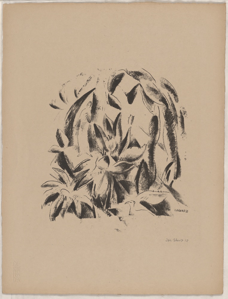 Tropischer Garten, Blatt aus der Mappe &quot;Die Schaffenden&quot;, I. Jahrgang, 3. Mappe, Verlag Gustav Kiepenheuer, Weimar, 1919 (Kulturstiftung Sachsen-Anhalt CC BY-NC-SA)