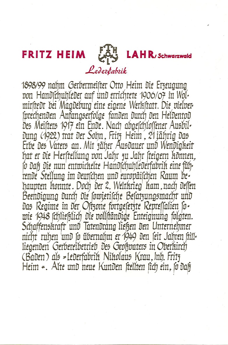 Mappe mit Erinnerungsblatt an Fritz Heim (Museum Wolmirstedt RR-F)