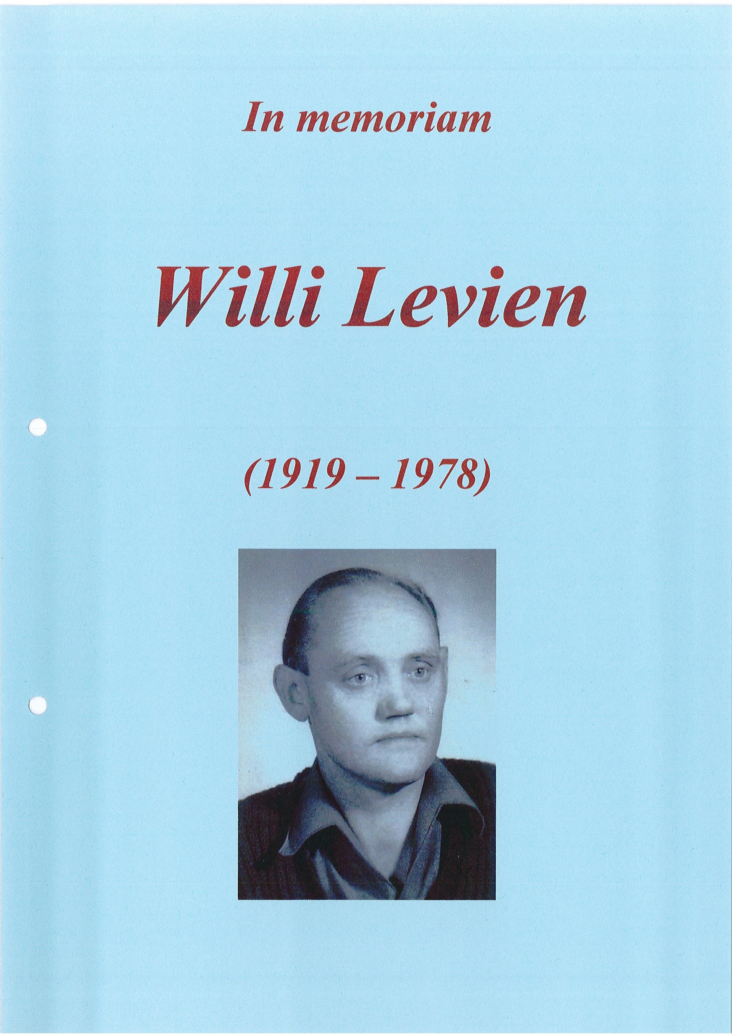 Erinnerungsmappe zu Willi Levin (Museum Wolmirstedt RR-F)