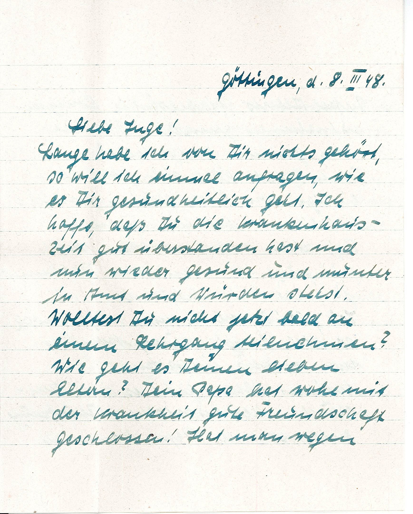 Freundschaftsbrief an Ingeborg Range von Hilde Pelikan, 8. März 1948 (Museum Wolmirstedt RR-F)
