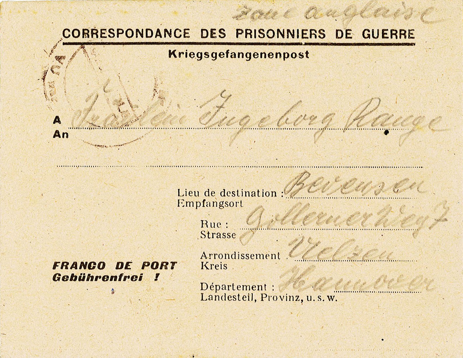 Brief an Ingeborg Range von Theodor Siebert aus der Gefangenschaft, 8. Dezember 1947 (Museum Wolmirstedt RR-F)