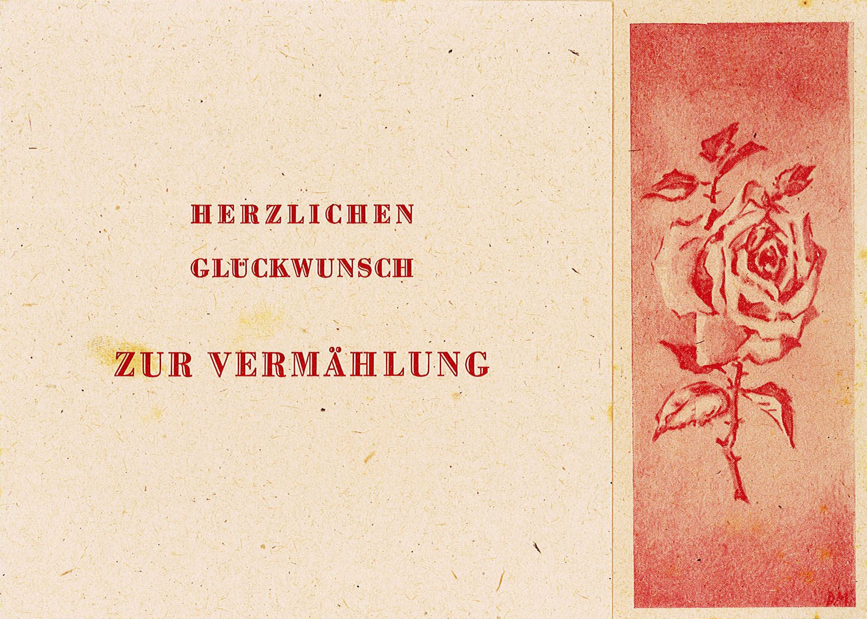Glückwunschkarte zur Hochzeit an Ingeborg und Theodor Siebert von E. Mangelsdorf unf Familie Heinz Köhrer, 1948 (Museum Wolmirstedt RR-F)