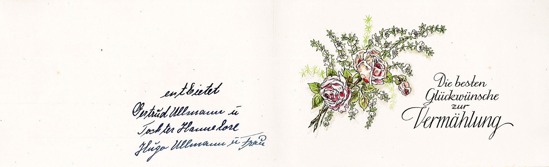 Glückwunschkarte zur Hochzeit an Ingeborg und Theodor Siebert von Familie Ullmann, 23. November 1948 (Museum Wolmirstedt RR-F)