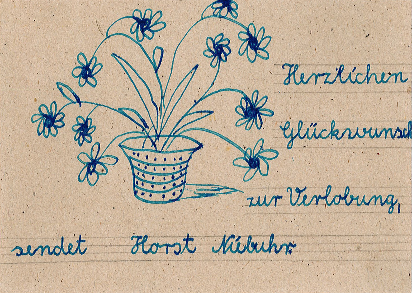 Glückwunschkarte zur Verlobung an Ingeborg Range von Horst Niebuhr, 27. März 1948 (Museum Wolmirstedt RR-F)