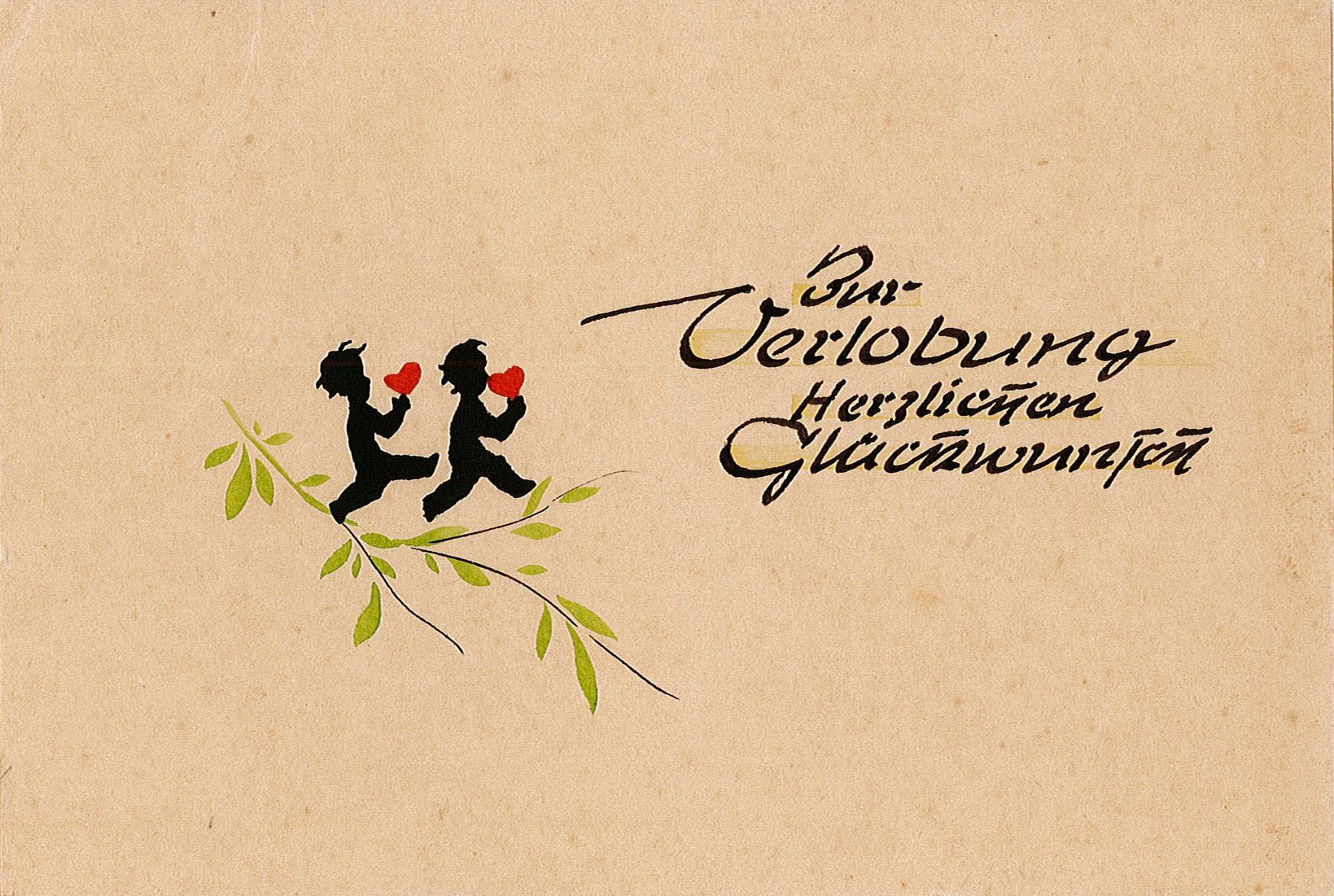 Glückwunschkarte und zur Verlobung an Ingeborg Siebert von Familie Praceus, 1948 (Museum Wolmirstedt RR-F)