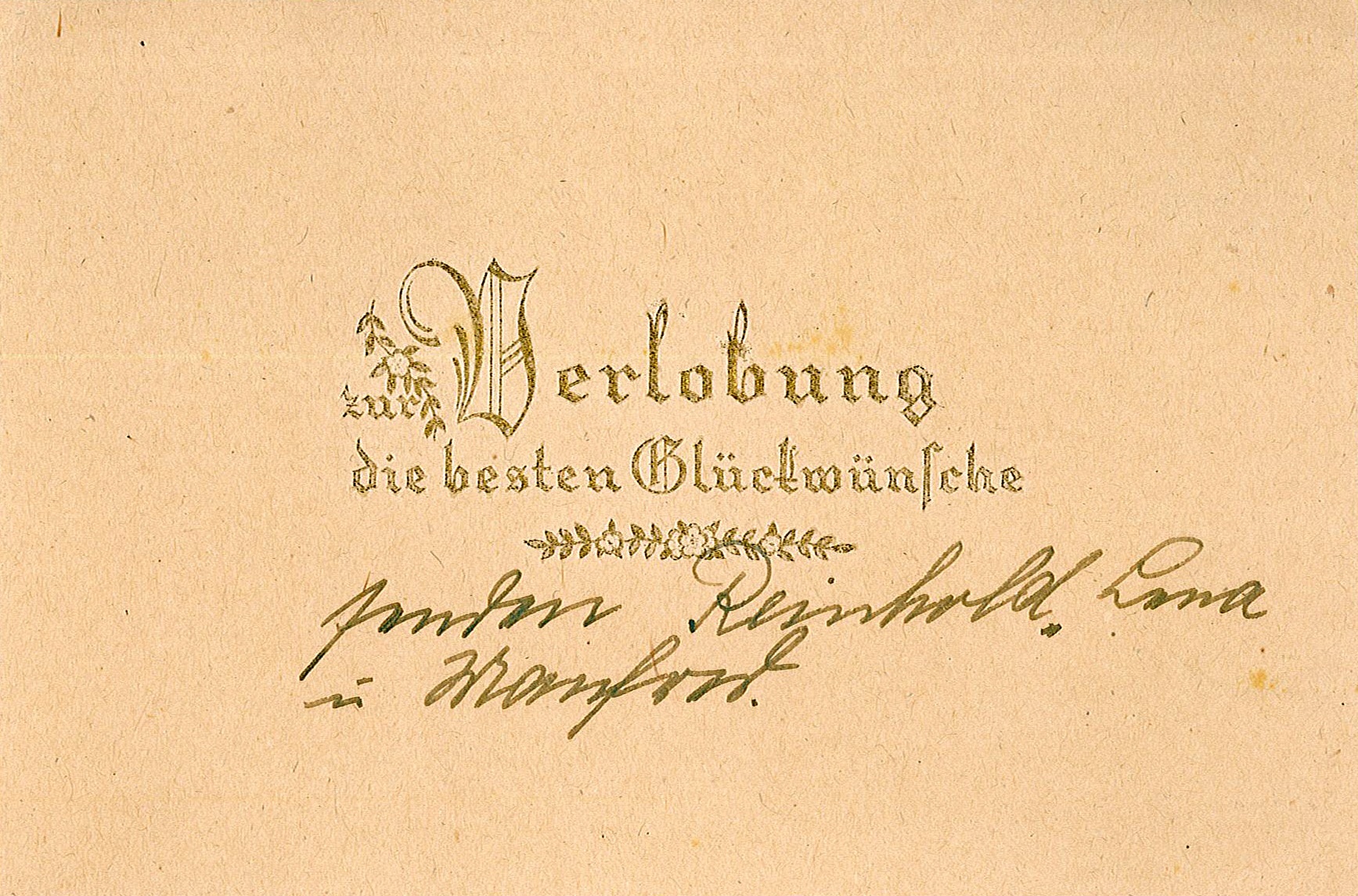 Grußkarte zur Verlobung an Ingeborg Range von Reinhold Range, 1948 (Museum Wolmirstedt RR-F)
