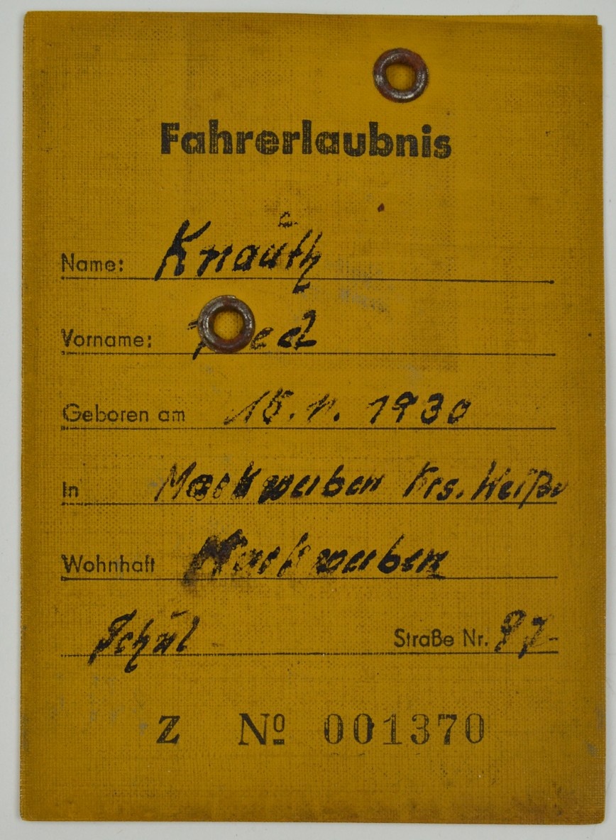 Fahrerlaubnis und Berechtigungsschein Fred Knauth 9.12.1954 (Museum Weißenfels - Schloss Neu-Augustusburg CC BY-NC-SA)