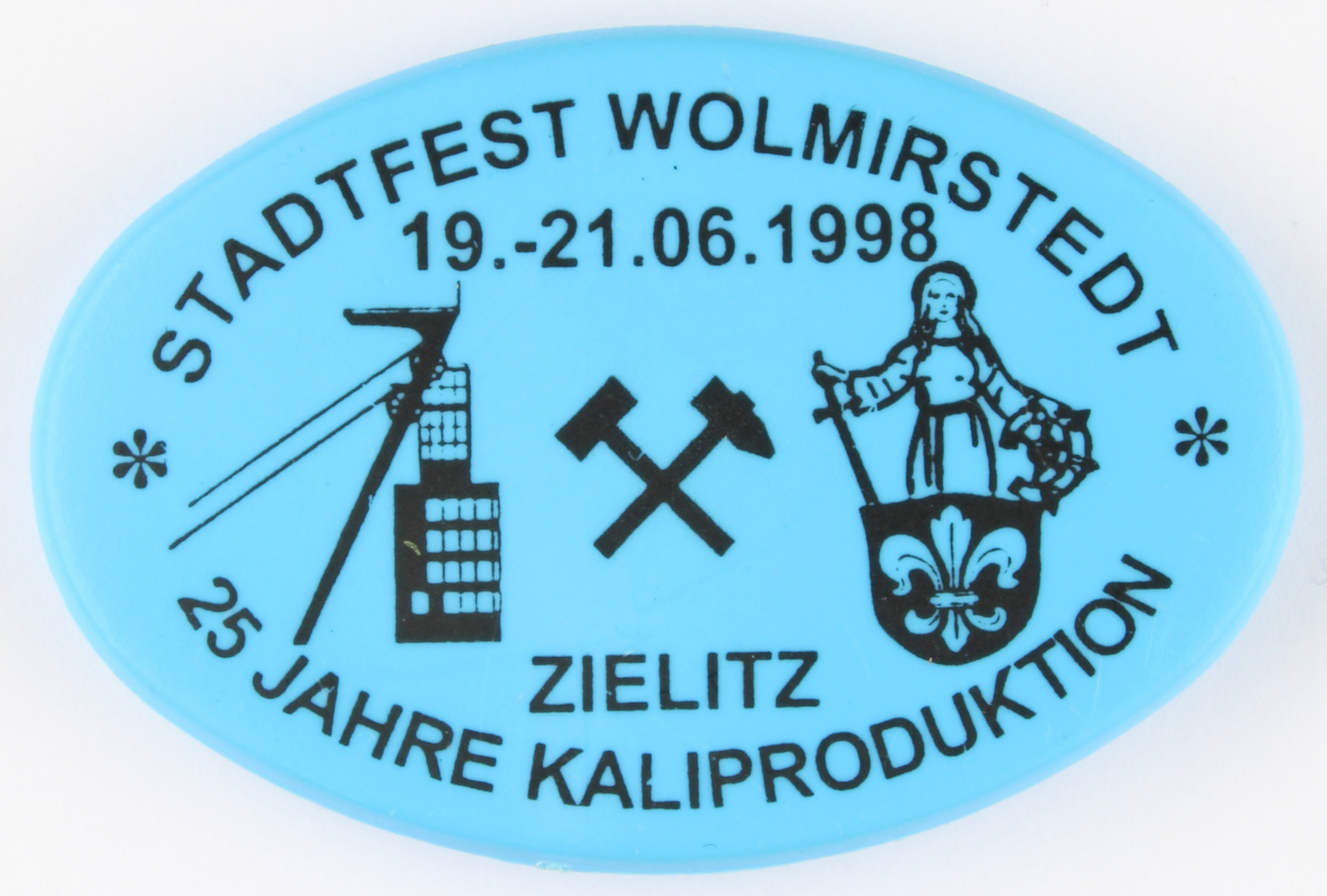 Plakette, Stadtfest Wolmirstedt, 1998 (Museum Wolmirstedt RR-F)