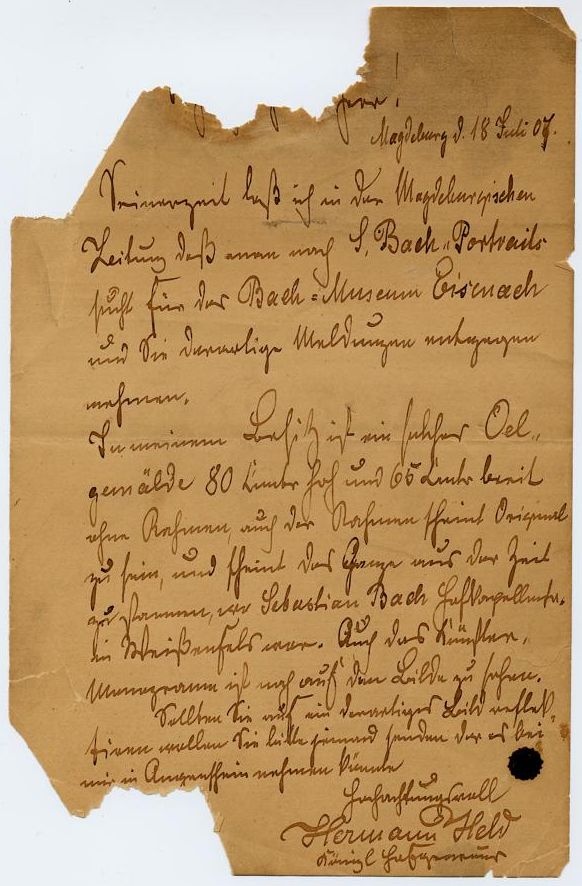 Brief von Hermann Held an Georg Schumann (Stiftung Händel-Haus Halle CC BY-NC-SA)