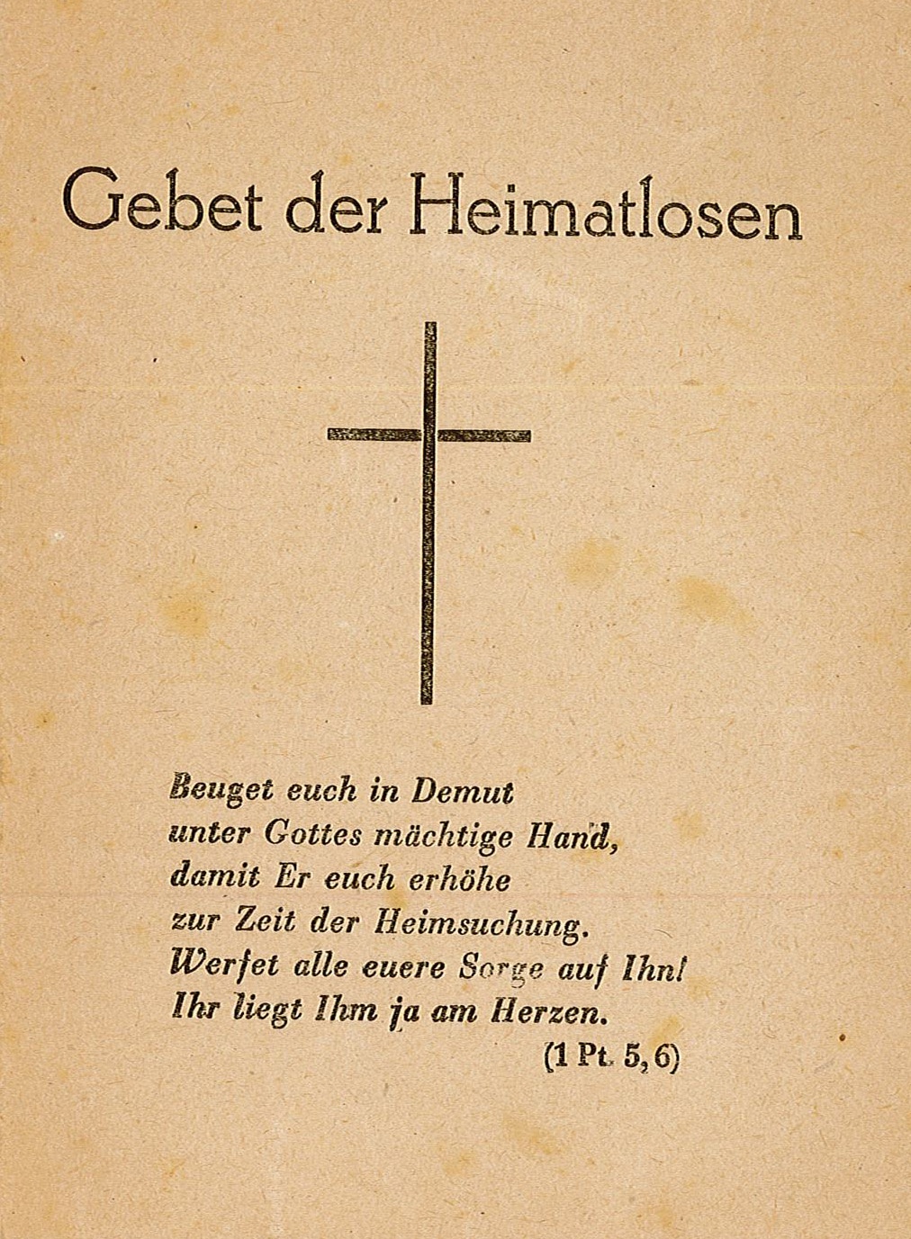 Gebetszettel - Gebet der Heimatlosen (Museum Wolmirstedt RR-F)