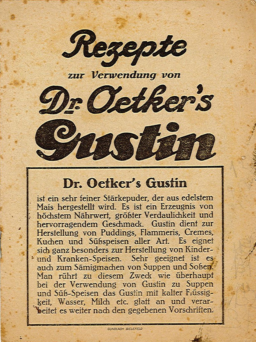 Rezeptheft: Rezepte zur Verwendung von Dr. Oetker´s Gustin (Museum Wolmirstedt RR-F)