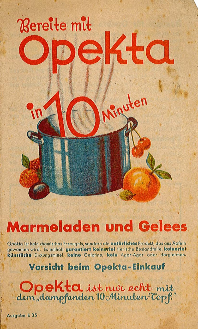 Rezeptheft: Bereite mit Opekta in 10 Minuten Marmeladen und Gelees (Museum Wolmirstedt RR-F)