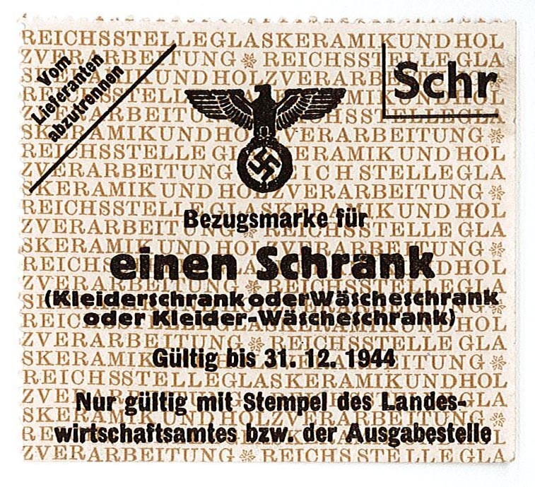 Bezugsmarke für einen Schrank, 1944 (Museum Wolmirstedt RR-F)
