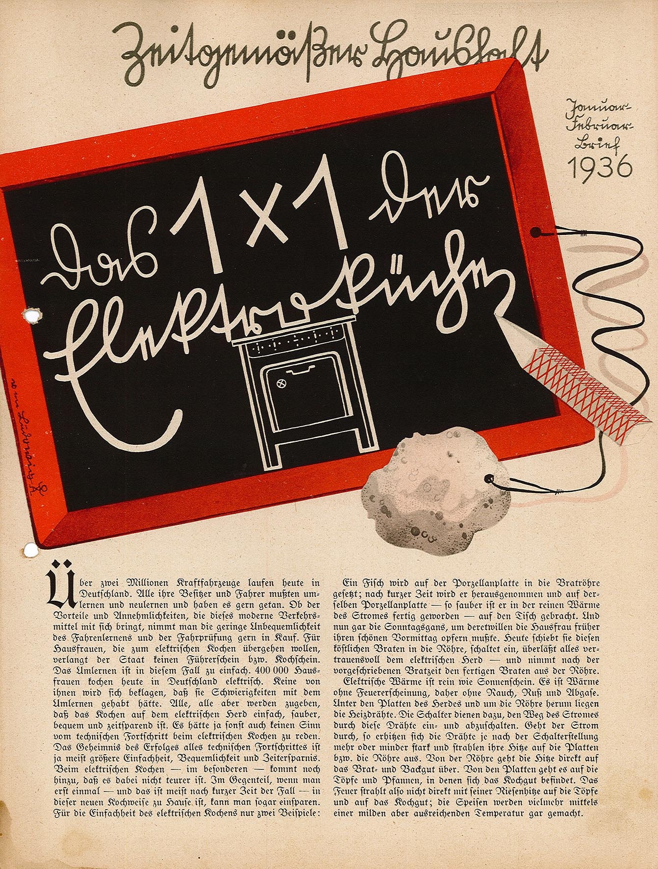 Informationsblatt: Zeitgemäßer Haushalt, Januar/Februar-Brief 1936 (Museum Wolmirstedt RR-F)