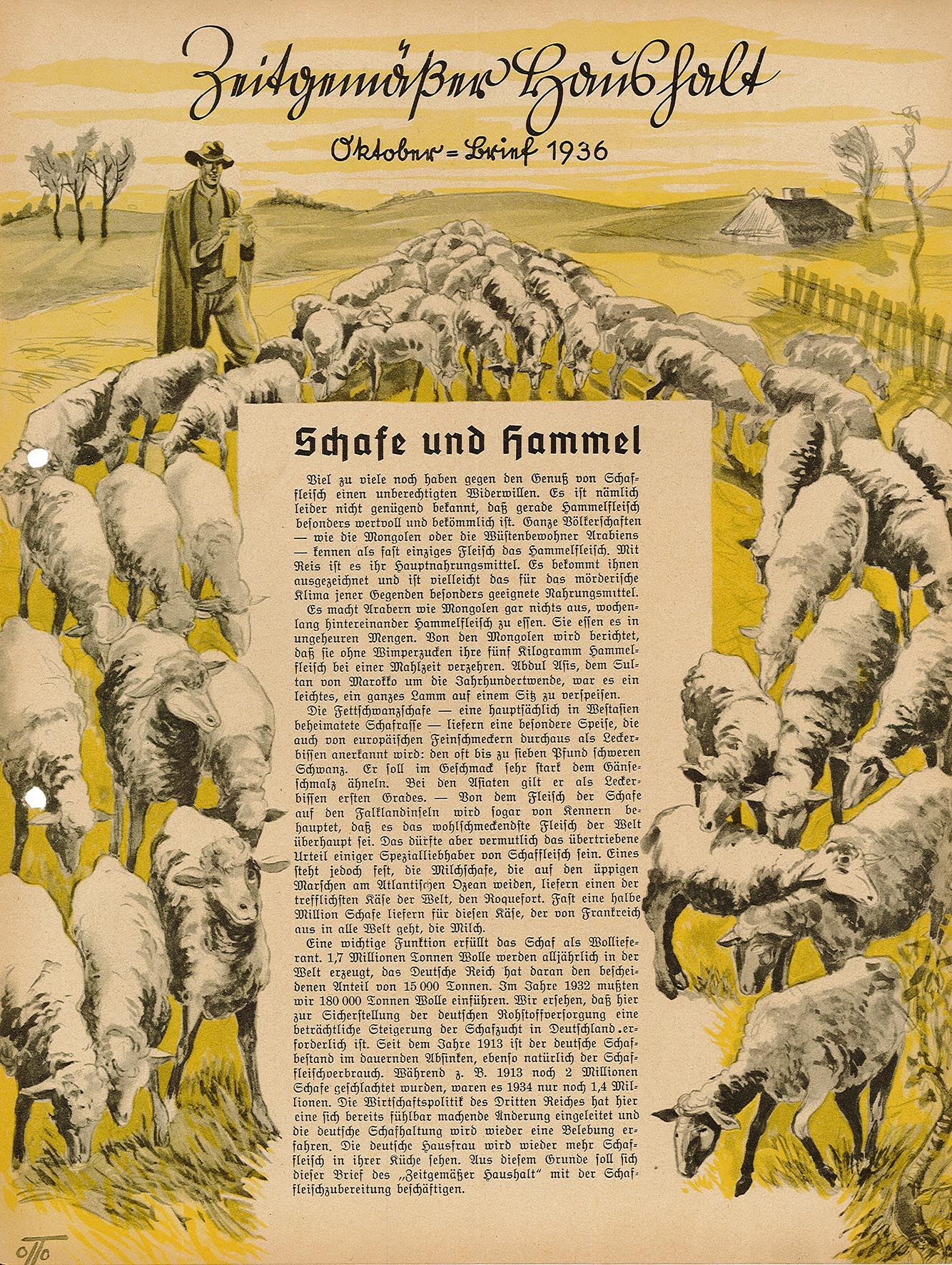 Informationsblatt: Zeitgemäßer Haushalt, Oktober-Brief 1936 (Museum Wolmirstedt RR-F)
