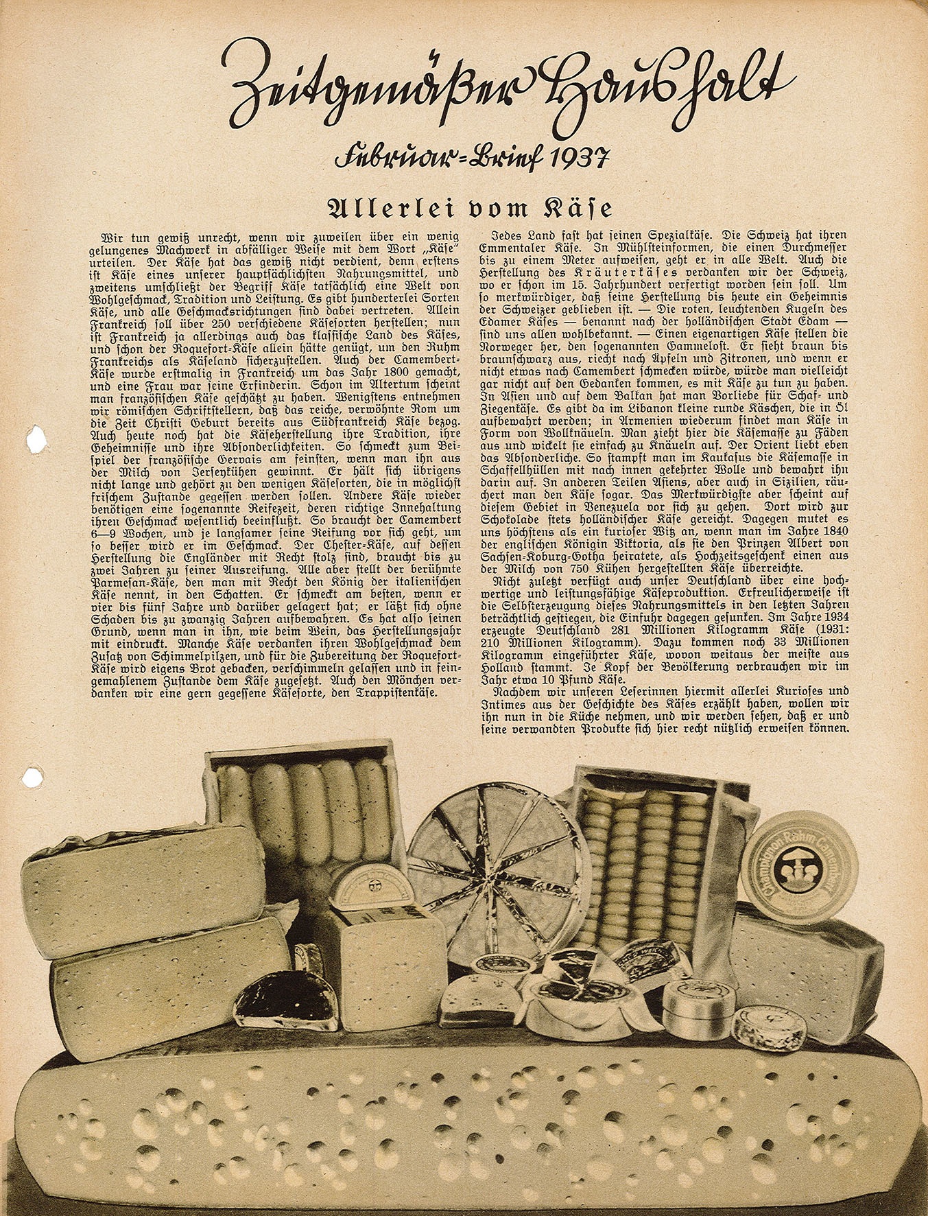 Informationsblatt: Zeitgemäßer Haushalt, Februar-Brief 1937 (Museum Wolmirstedt RR-F)
