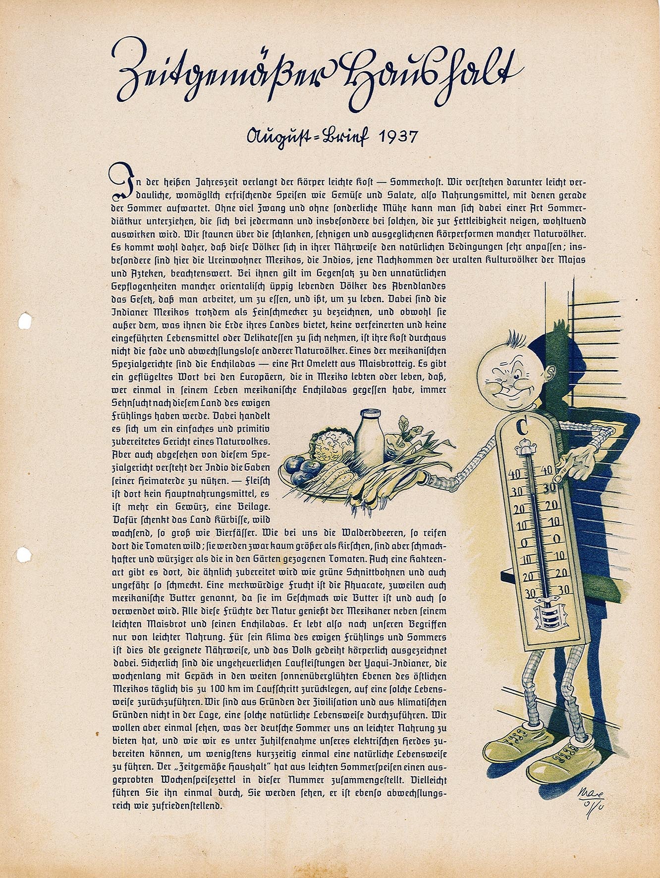 Informationsblatt: Zeitgemäßer Haushalt, August-Brief 1937 (Museum Wolmirstedt RR-F)