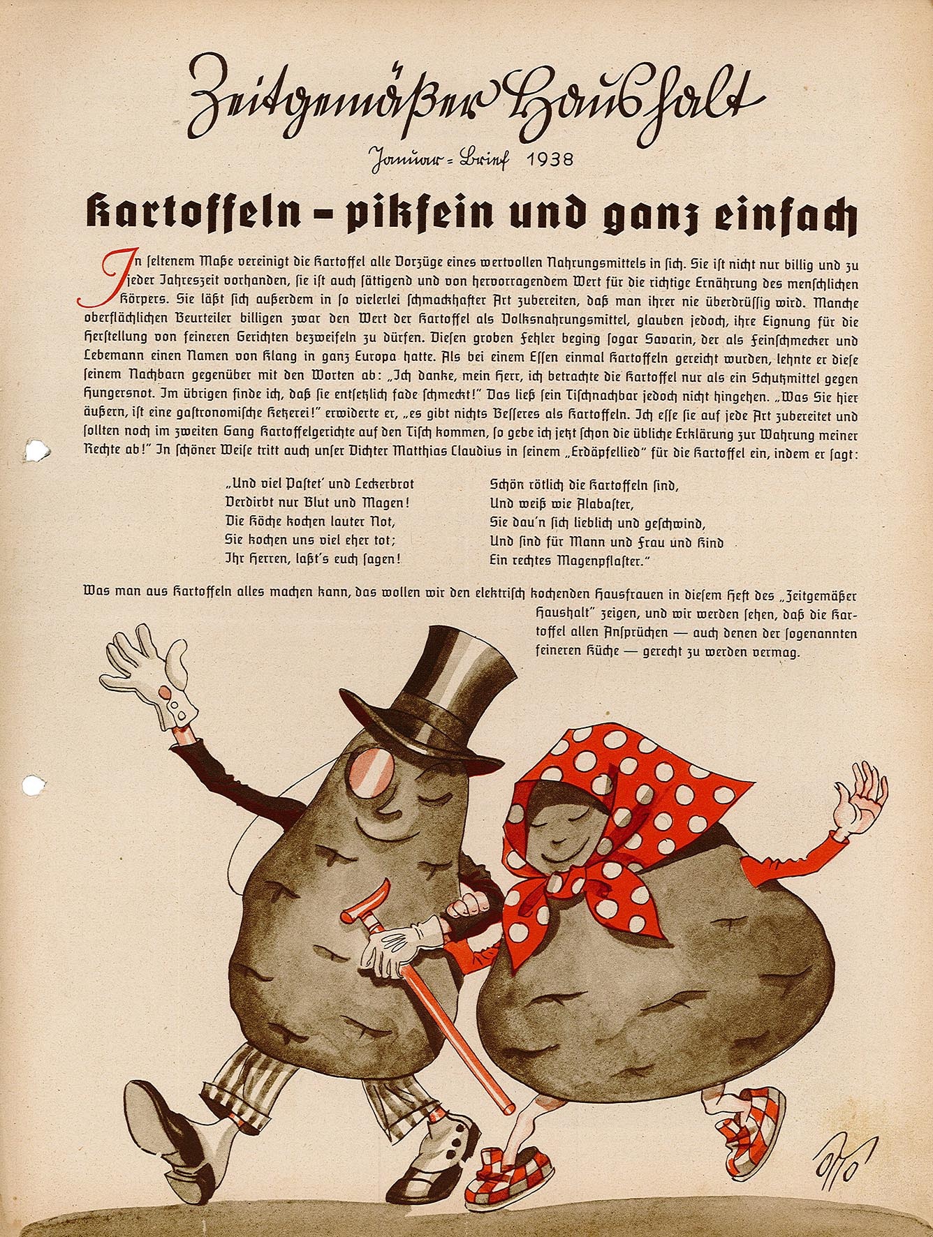 Informationsblatt: Zeitgemäßer Haushalt, Januar-Brief 1938 (Museum Wolmirstedt RR-F)