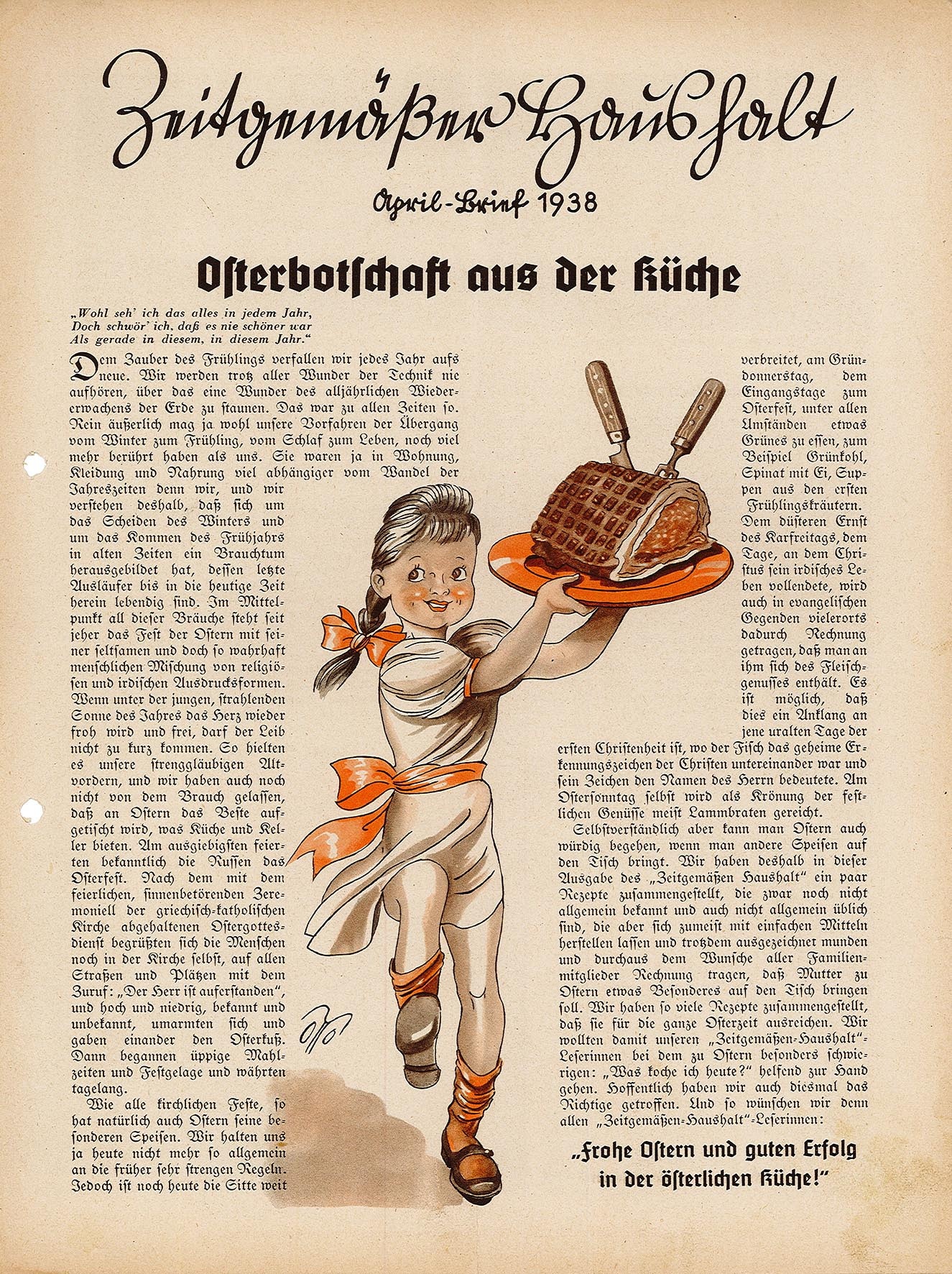 Informationsblatt: Zeitgemäßer Haushalt, April-Brief 1938 (Museum Wolmirstedt RR-F)
