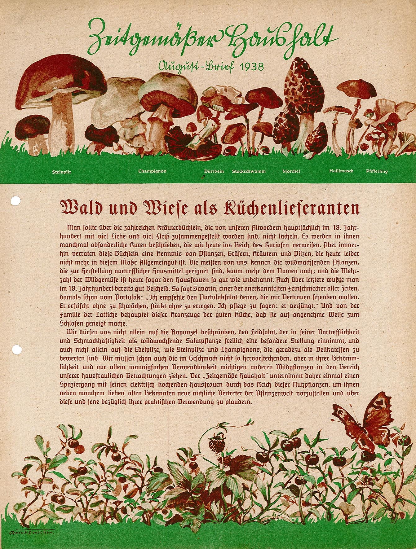 Informationsblatt: Zeitgemäßer Haushalt, August-Brief 1938 (Museum Wolmirstedt RR-F)