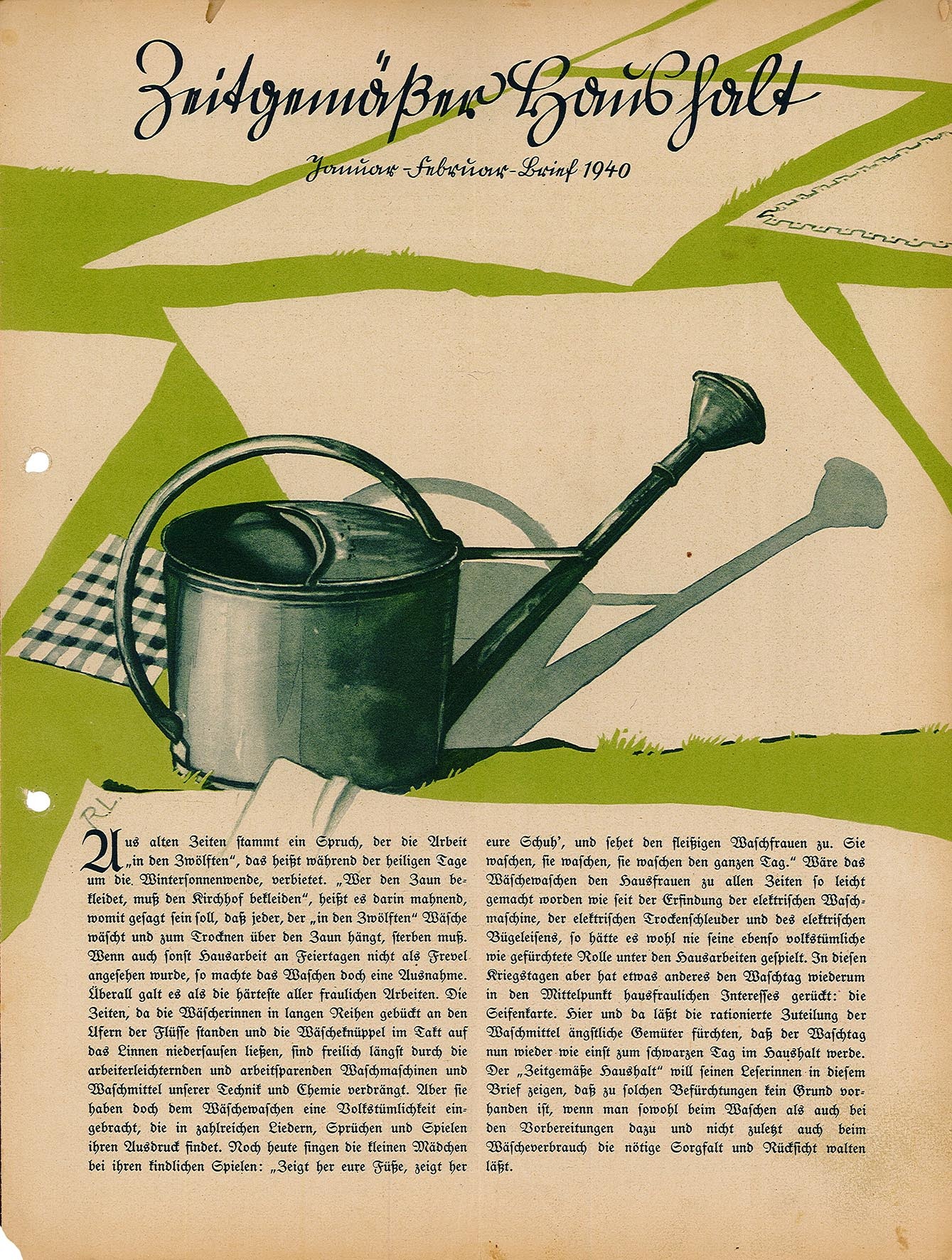 Informationsblatt: Zeitgemäßer Haushalt, Januar-Brief 1940 (Museum Wolmirstedt RR-F)