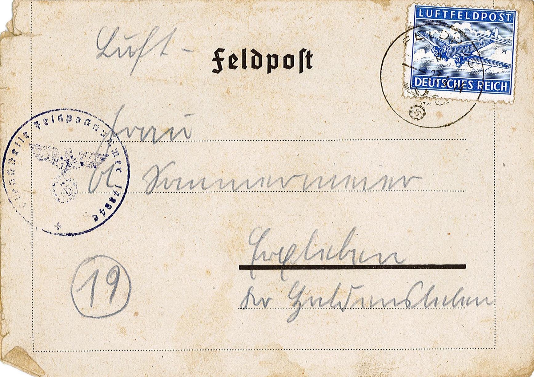 Feldpostbrief von Heinz Sommermeier an seine Mutter Anna Sommermeier, 23. April 1944. (Museum Wolmirstedt RR-F)