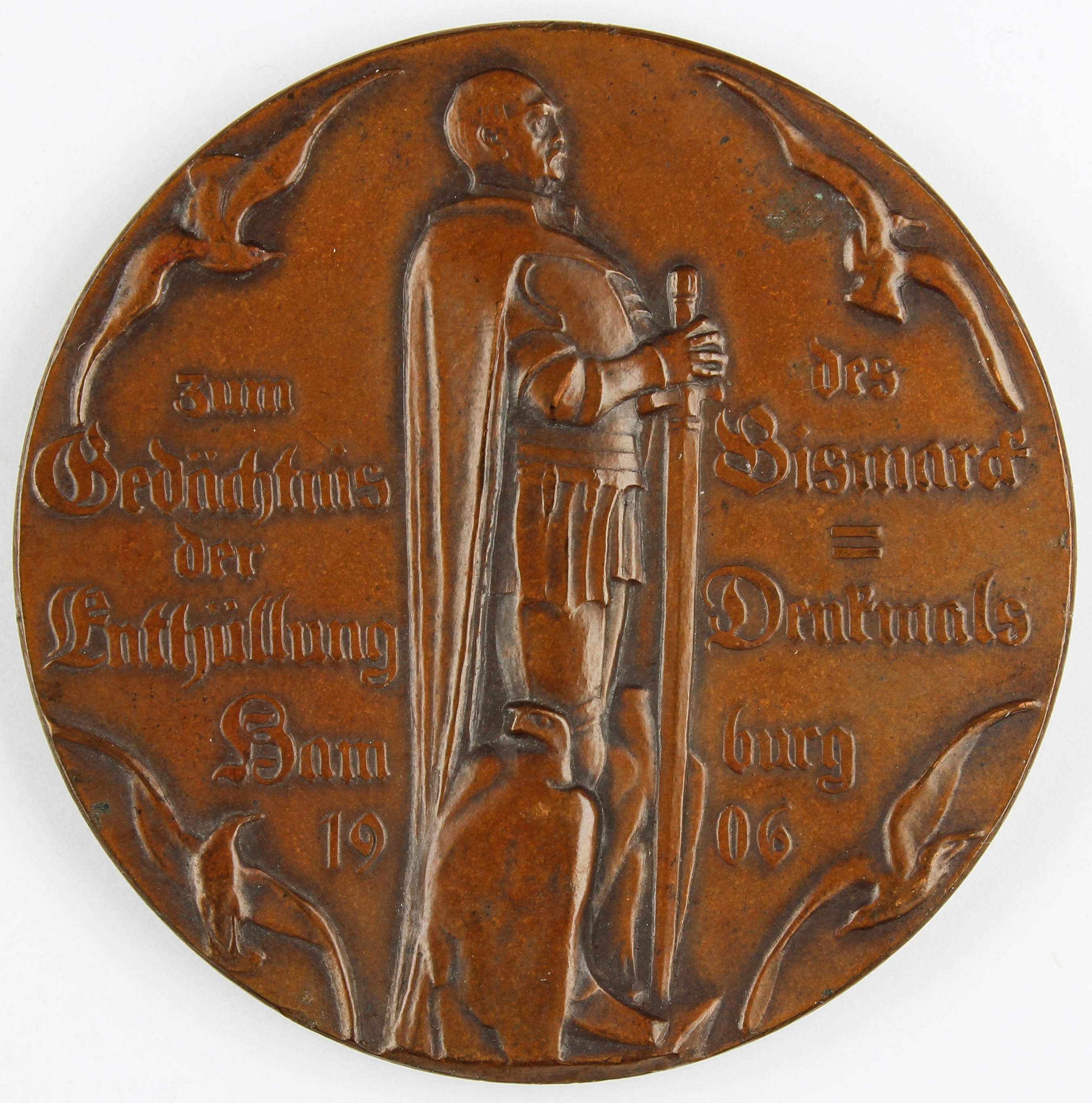 Medaille, Gedächtnis der Enthüllung des Bismarck Denkmals, 1906 (Museum Wolmirstedt RR-F)