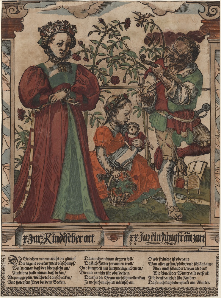 x Jar Kindischer art, xx Jar ein Jungfrau zart, Blatt 1 aus "Die Stufenleiter des Weibes" (Kulturstiftung Sachsen-Anhalt Public Domain Mark)