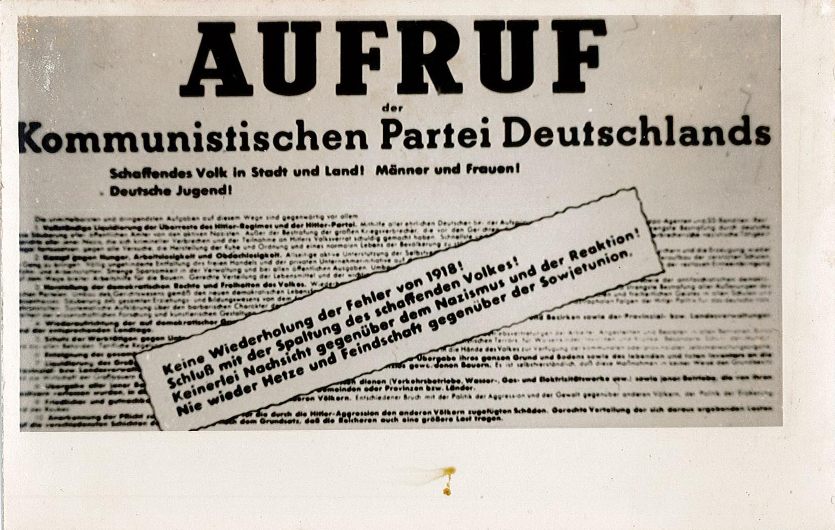 Aufruf der KPD, 1945 (Museum Wolmirstedt RR-F)