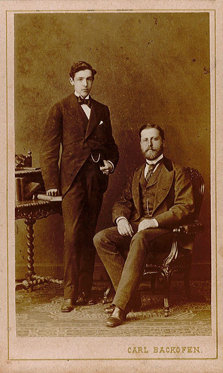 Porträtfotografie zweier Männer, 1874 (Studioaufnahme) (Museum Wolmirstedt RR-F)