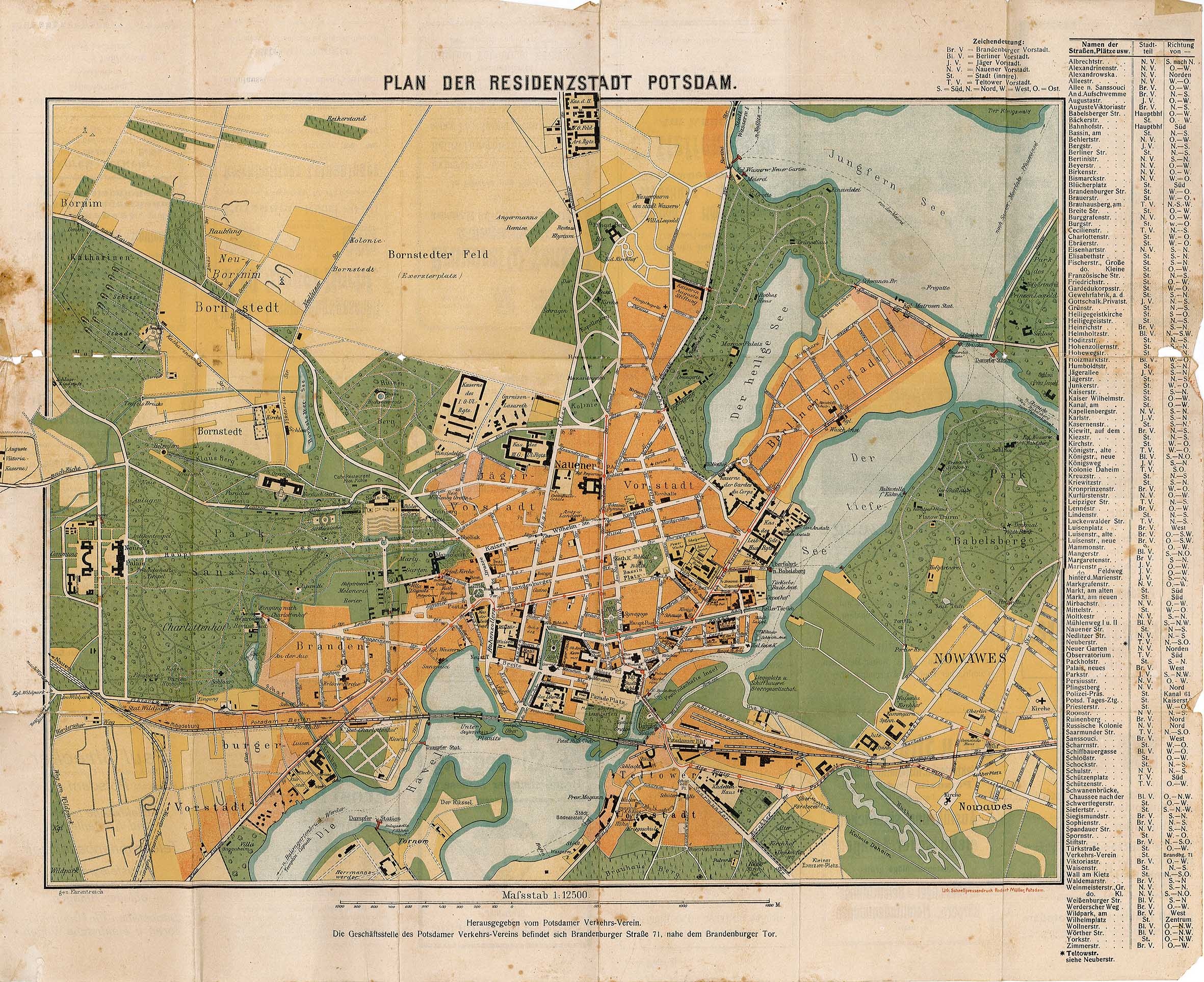 Stadtplan der Residenzstadt Potsdam (Museum Wolmirstedt RR-F)