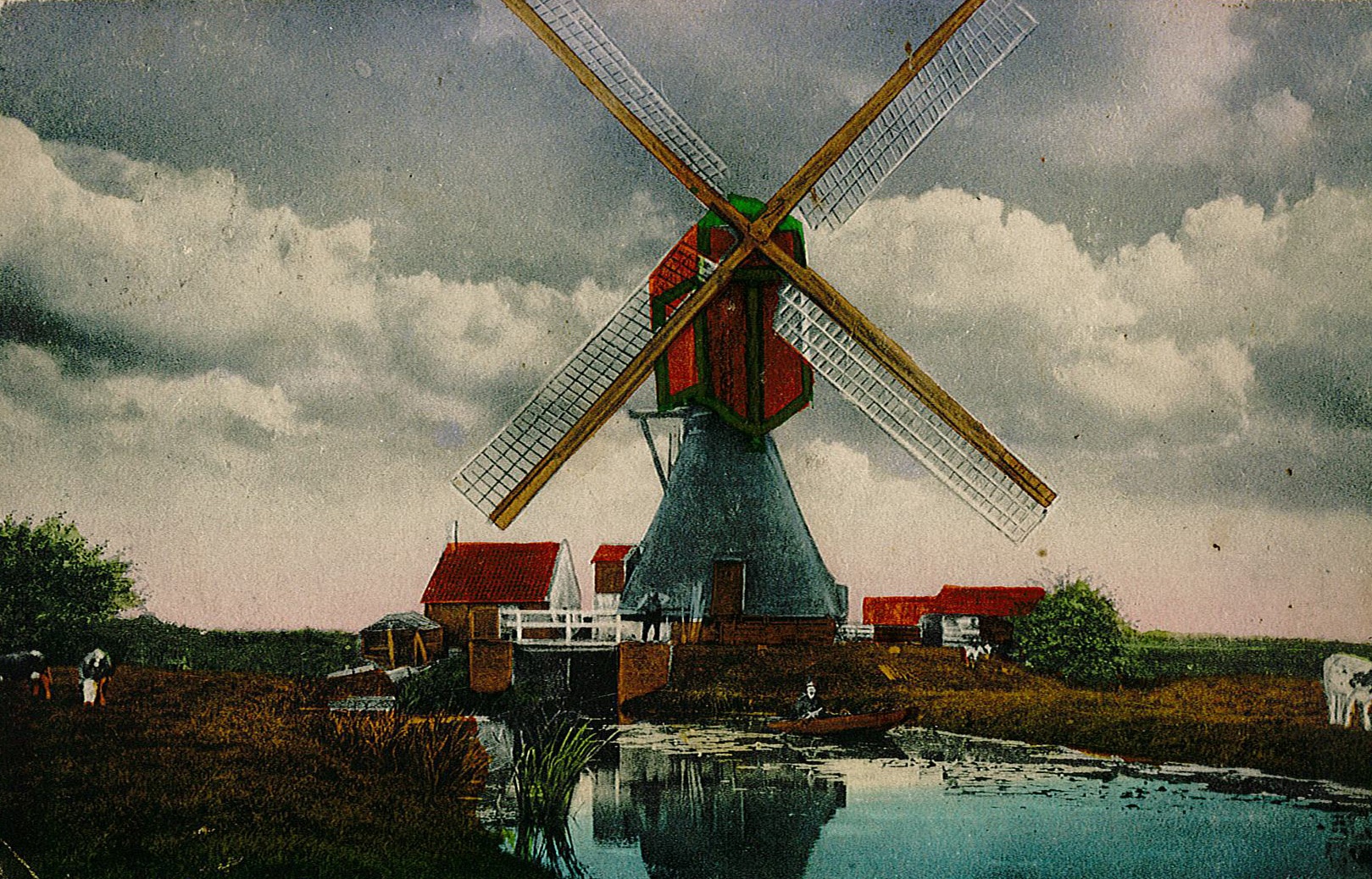 Feldpostkarte mit Windmühle von Arhtur Wunderlich an Ida Wunderlich, 12. August 1914 (Museum Wolmirstedt RR-F)