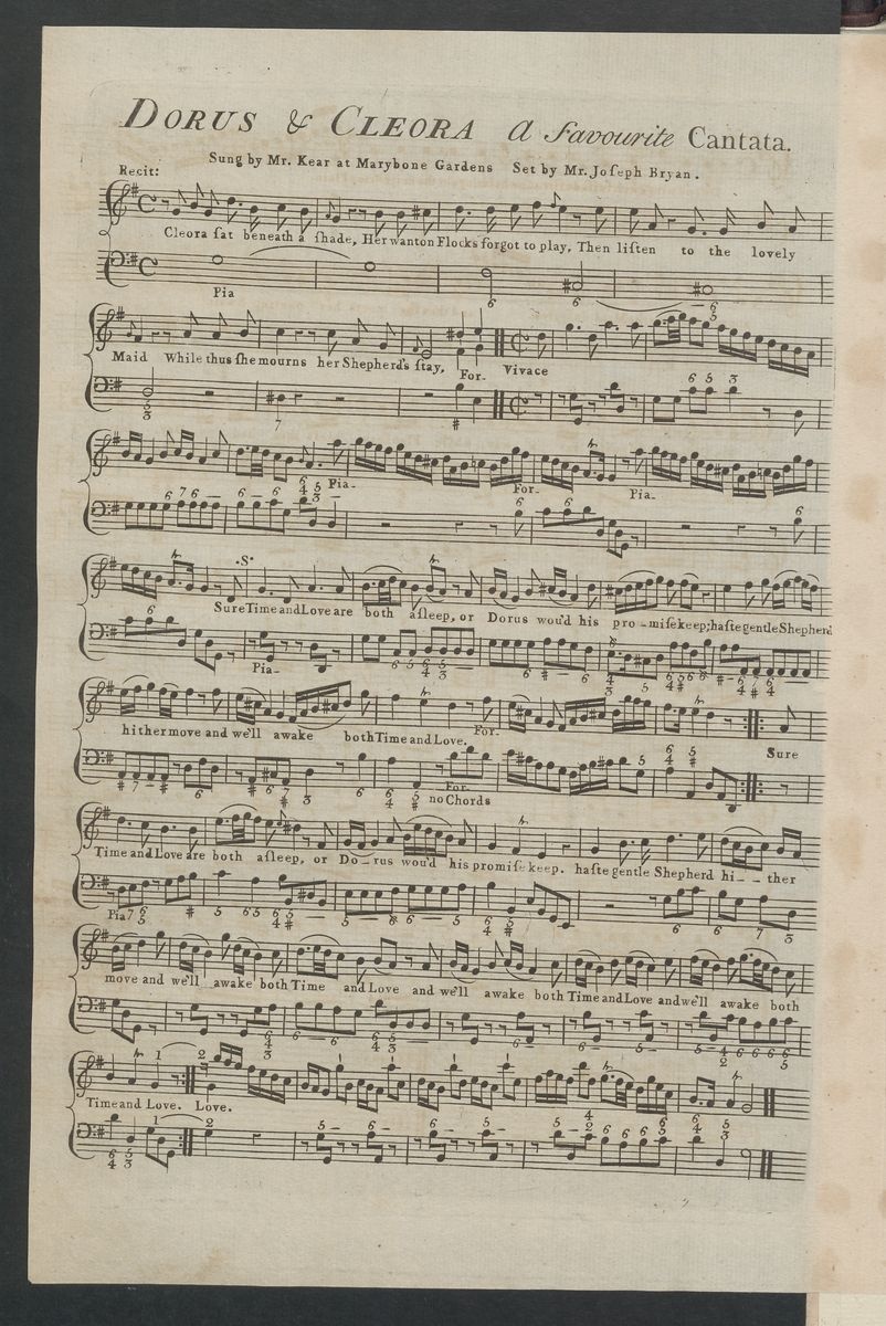Dorus & Cleora : A favourite Cantata ; Sung by Mr. Kear at Marybone Gardens (Stiftung Händel-Haus Halle CC BY-NC-SA)