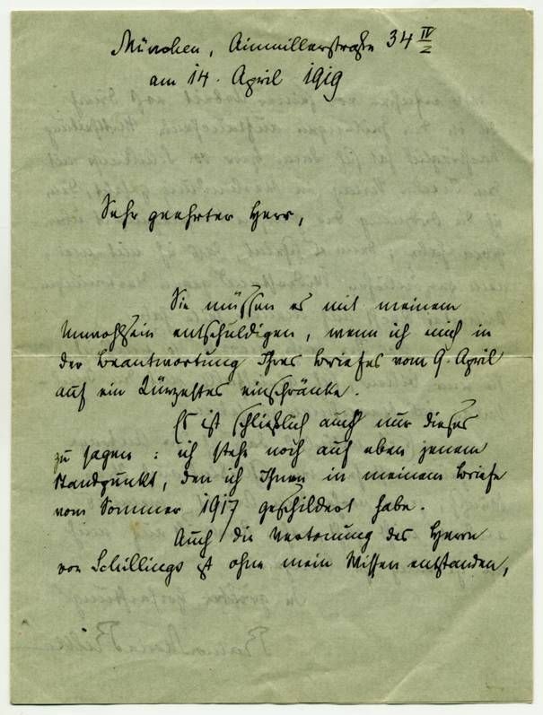 Brief von Rainer Maria Rilke an Johannes Versteeg (Stiftung Händel-Haus Halle CC BY-NC-SA)