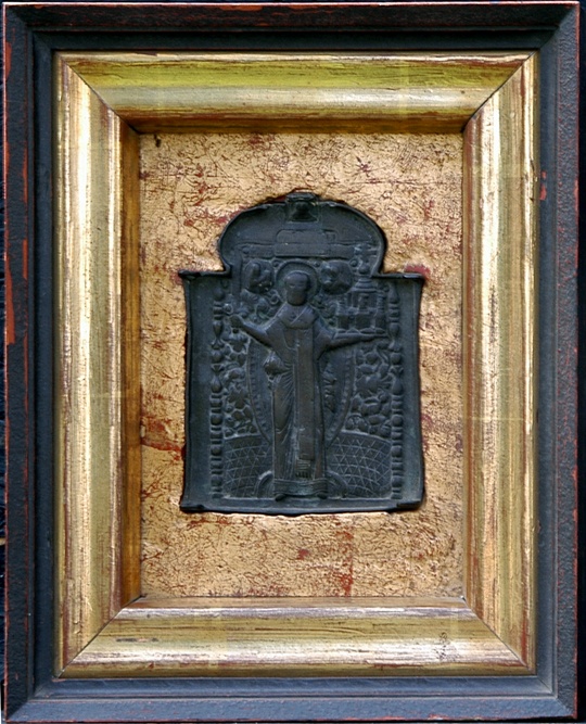 Ikone - Heiliger mit Schwert und Kathedralmodell (Winckelmann-Museum Stendal CC BY-NC-SA)