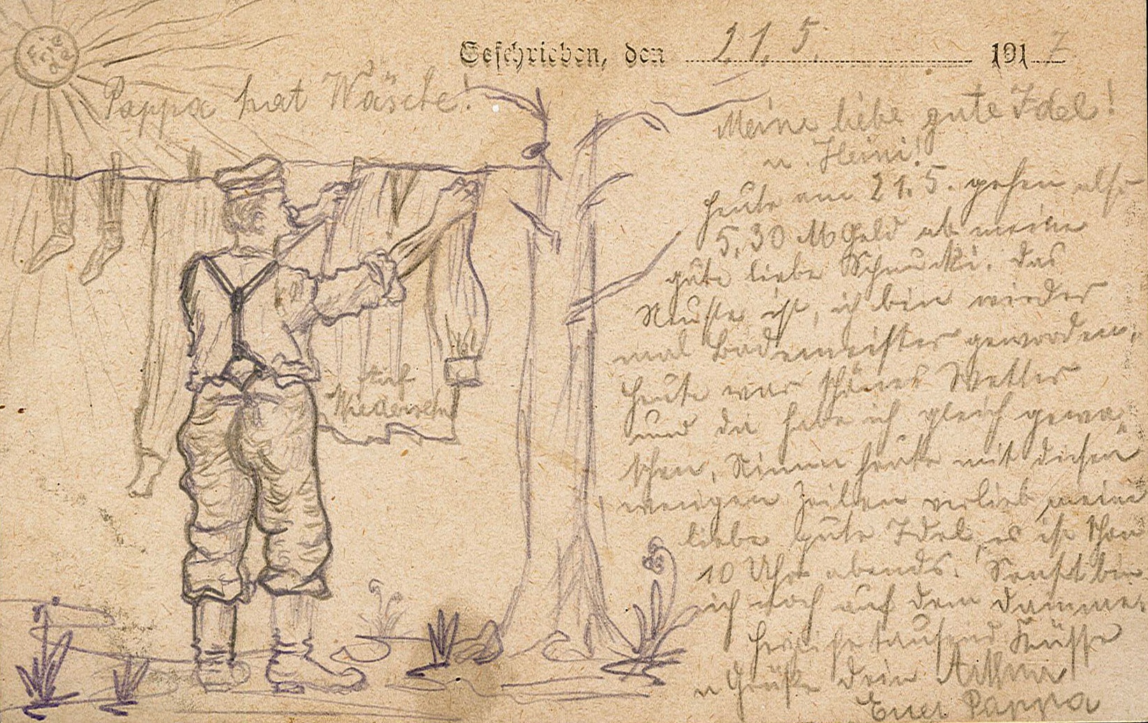 Feldpostkarte von Arthur Wunderlich an Ida Wunderlich, 21. Mai 1917 (Museum Wolmirstedt RR-F)