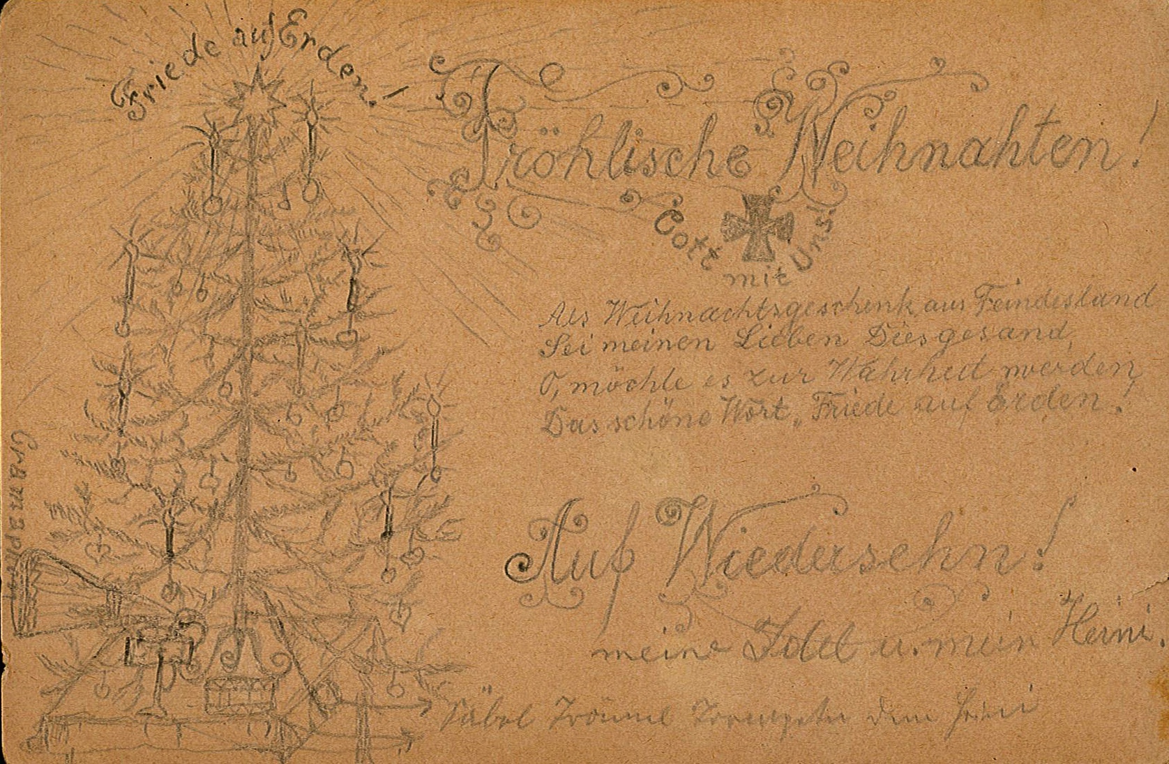 Feldpostkarte von Arthur Wunderlich an Ida Wunderlich, Weihnachten (Museum Wolmirstedt RR-F)