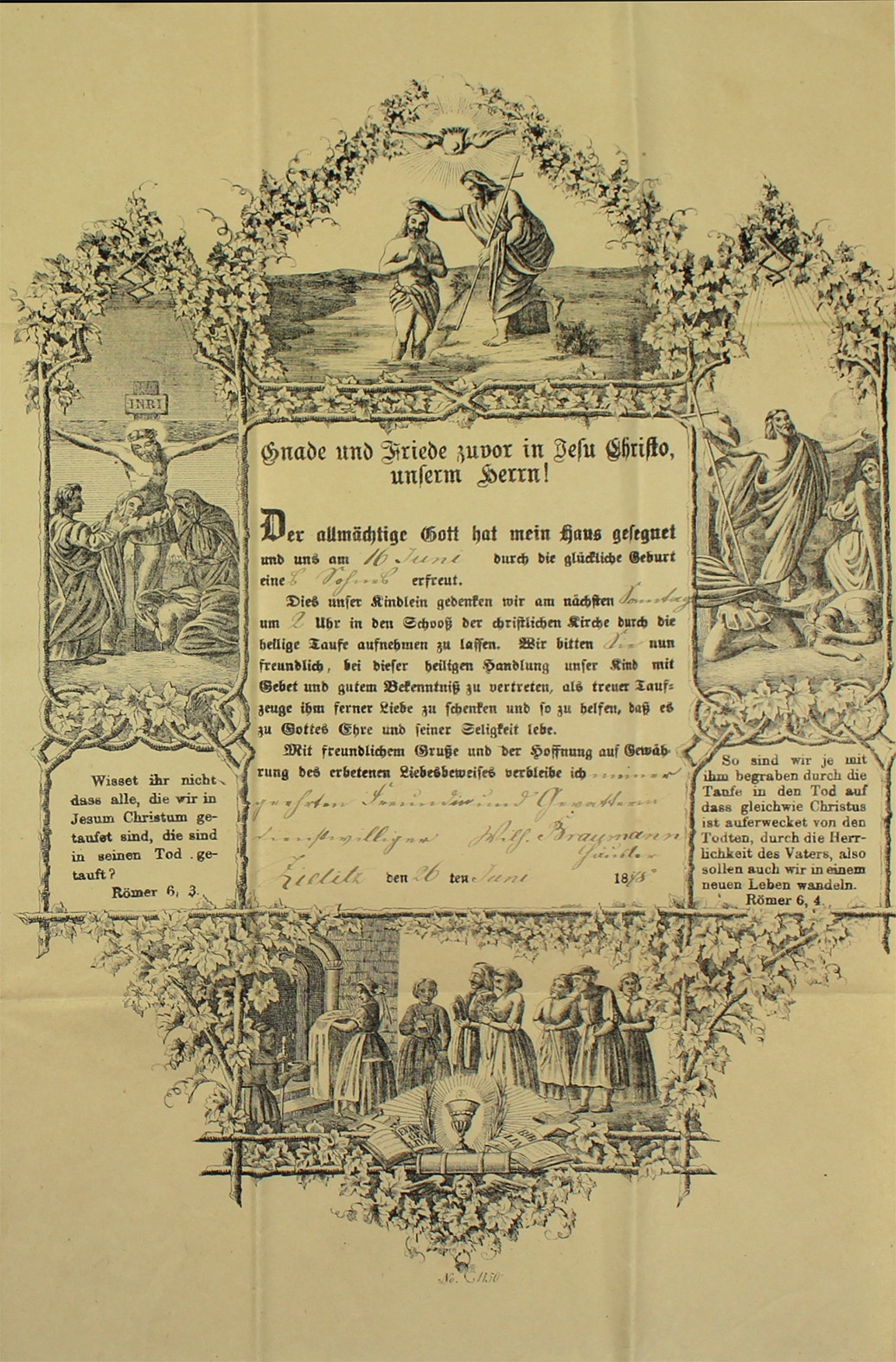 Einladung zur Taufe des Sohnes von Wilhelm Braumann, 1878 (Museum Wolmirstedt RR-F)