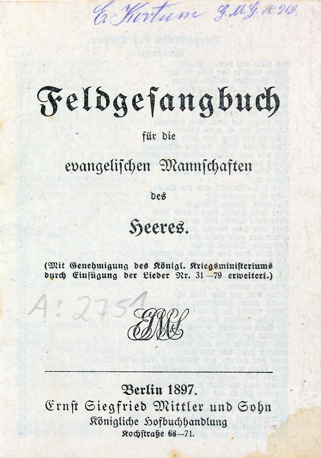 Feldgesangbuch (Museum Wolmirstedt RR-F)